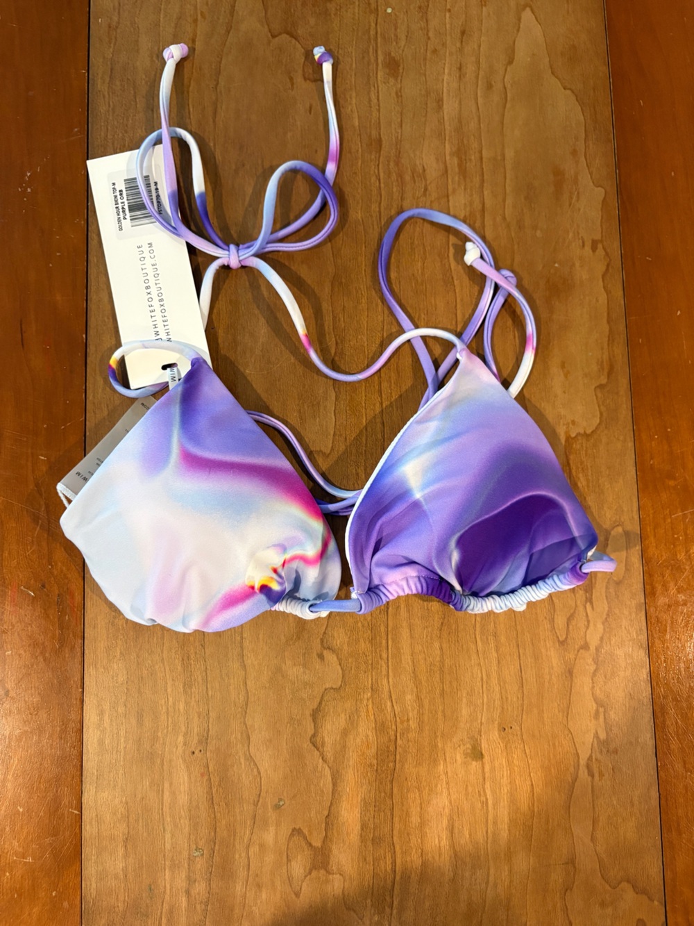 White Fox Gradient Purple Tie-Dye Triangle Bikini Top